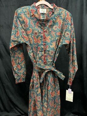 VTG J. Jill LTD Paisley Dress Button Front Belted -With Original Buttons
